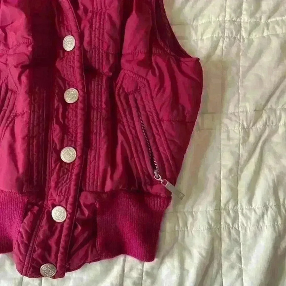 Y2k gorpcore boho puffer vest maurices small granola girl zip up snaps mock neck - Picture 3 of 4